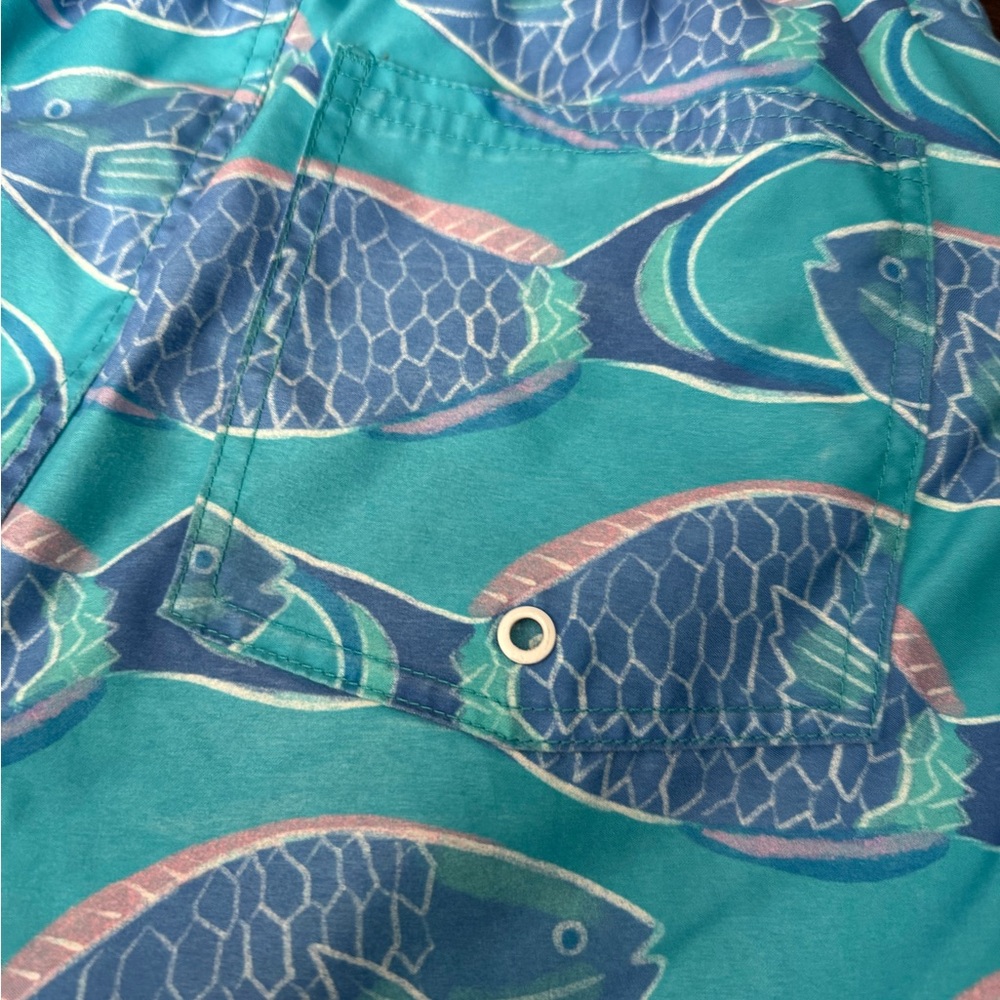 Tea Collection Aqua Fish Print Swim Trunks - Picture 3 of 7